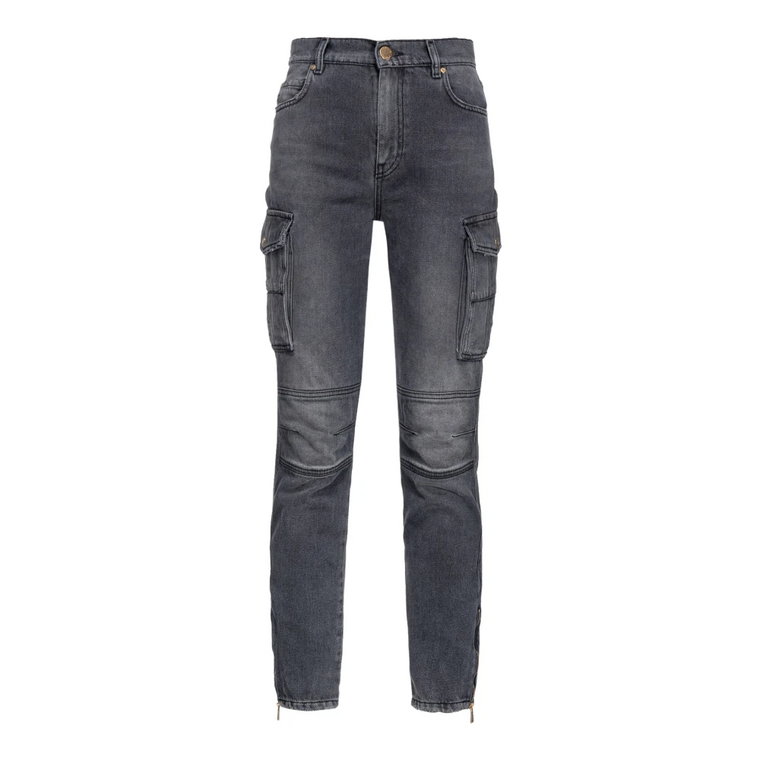 Szare Spodnie Skinny-Fit Cargo Pinko