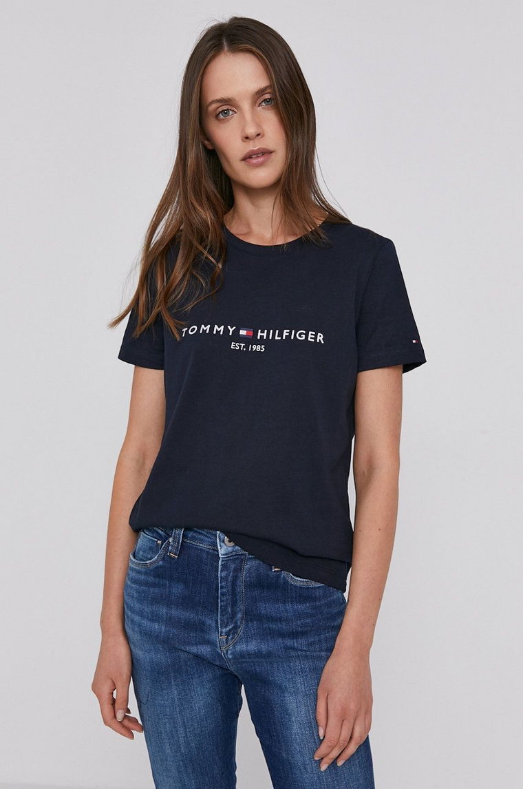 Tommy Hilfiger t-shirt bawełniany kolor granatowy