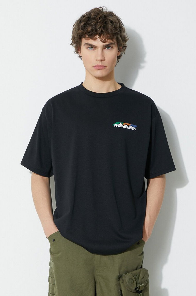 Manastash t-shirt Re:Poly Scheme Logo męski kolor czarny z nadrukiem 7924134013