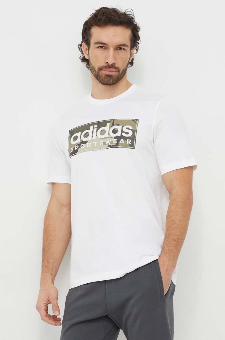 adidas t-shirt bawełniany męski kolor biały z nadrukiem IN6473
