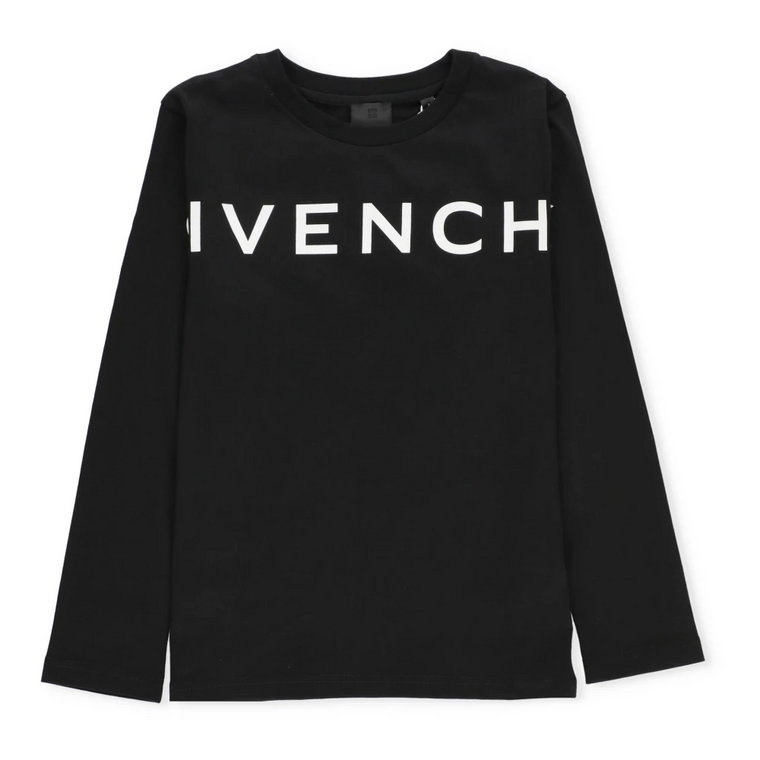 Czarna Juniorowa Bawełniana Koszulka z Nadrukiem Logo Givenchy