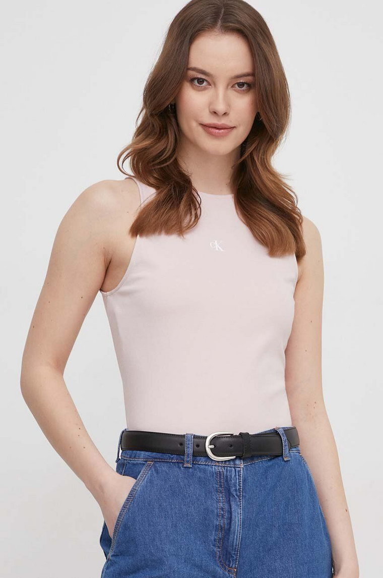 Calvin Klein Jeans top damski kolor różowy