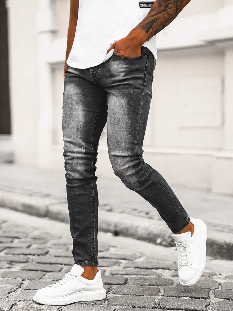 Spodnie jeansowe męskie czarne OZONEE NB/MP0064N
