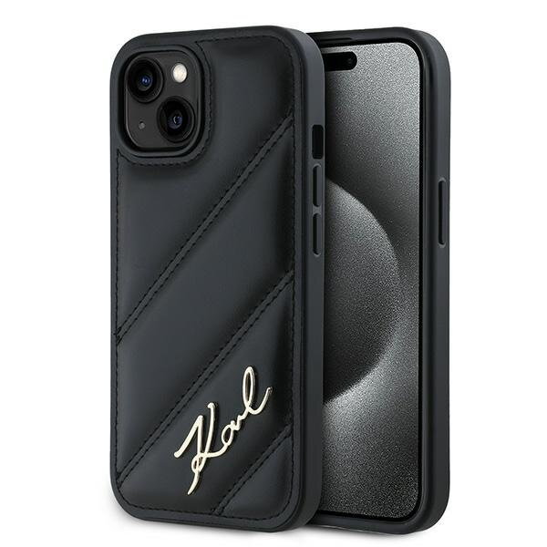 Karl Lagerfeld KLHCP15SPQDSMGK iPhone 15 / 14 / 13 6.1" czarny/black hardcase Diagonal Quilted Script