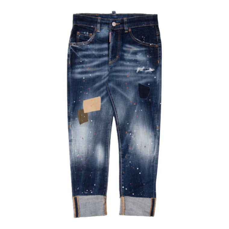 Vintage Paint Splatter Dzieci Jeans Dsquared2