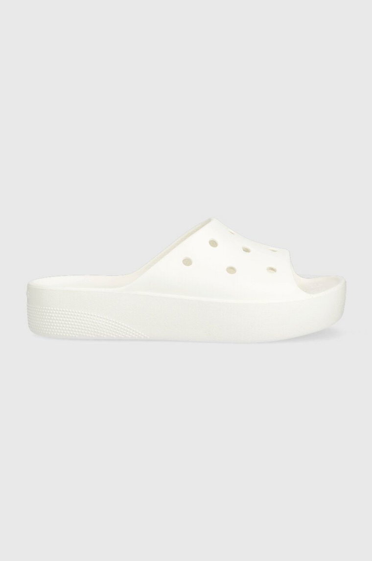 Crocs klapki Classic Platform Slide damskie kolor biały na platformie 208180