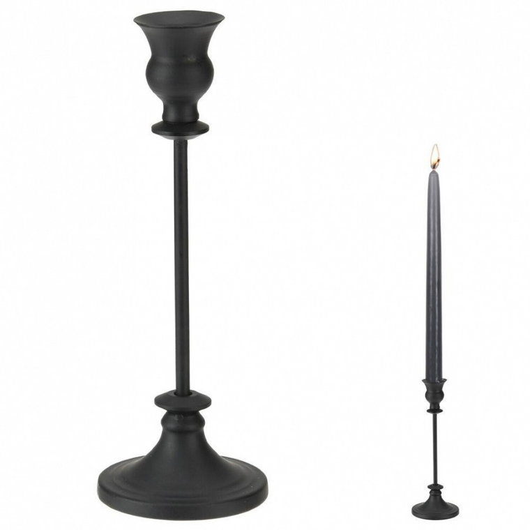 Świecznik stojak podstawka na świecę świeczkę czarny matowy loft 27,5 cm kod: O-569209