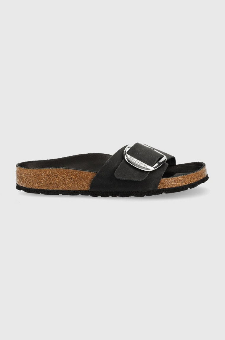 Birkenstock klapki skórzane Madrid Big Buckle damskie kolor czarny 1006522