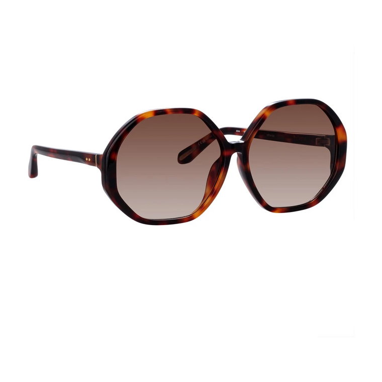 Okulary przeciwsłoneczne w kształcie sześciokąta z brązowymi soczewkami gradientowymi Linda Farrow