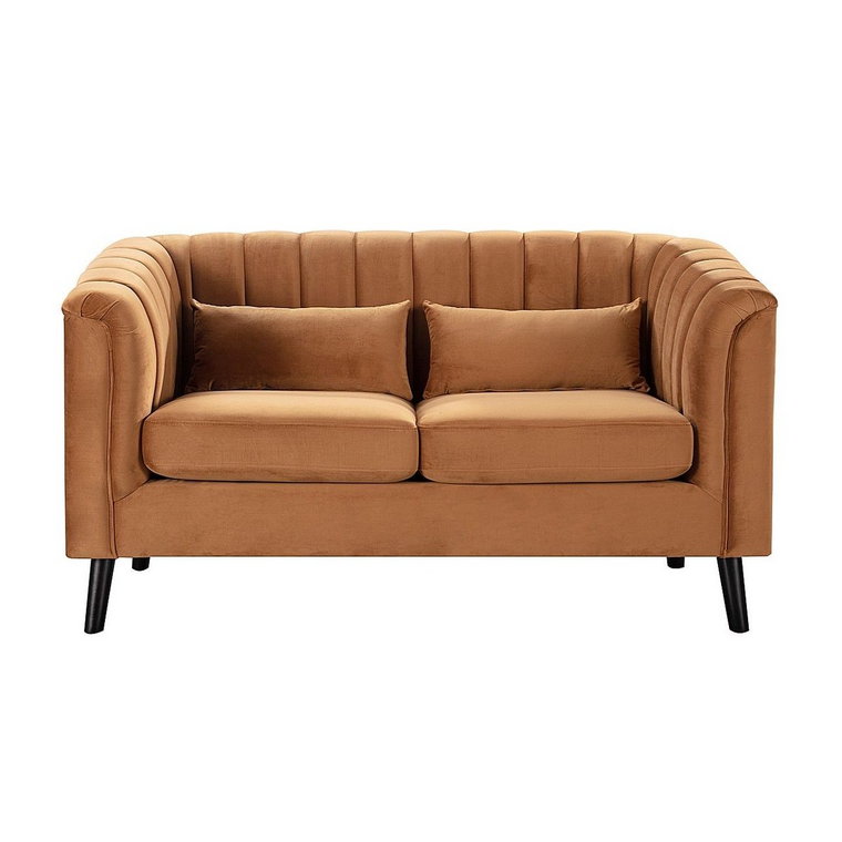 Sofa 2-osobowa DEKORIA Meriva Velvet, karmelowa, 156,5x83,5x88 cm