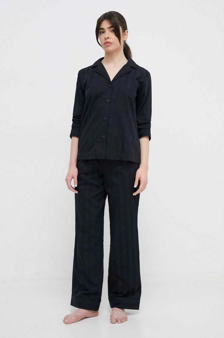 Lauren Ralph Lauren piżama bawełniana kolor czarny bawełniana ILN92305