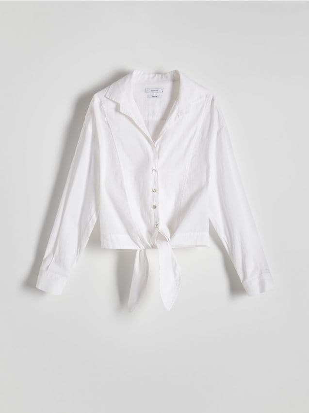 Reserved - Koszula z tkaniny RAMIA - biały