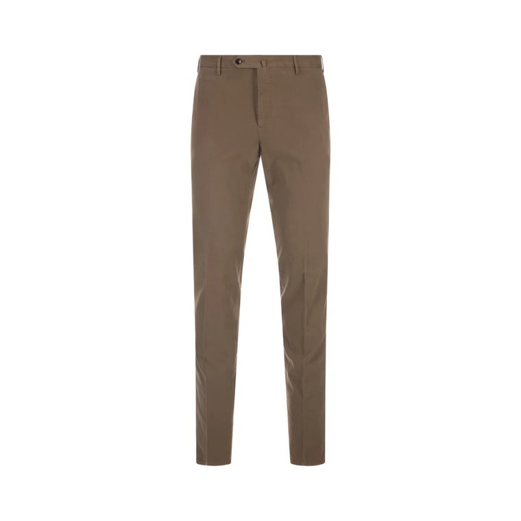 Spodnie Slim-Fit w Kolorze Błota z Gabardyny z Elastanem PT Torino