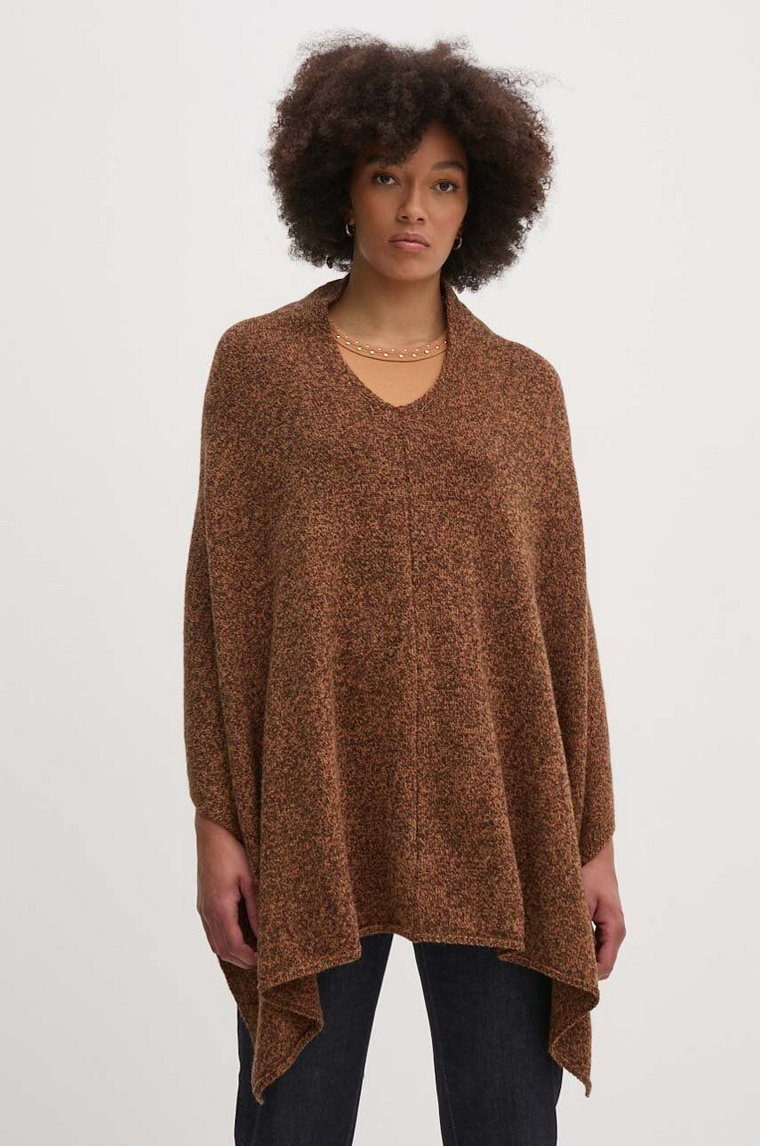 United Colors of Benetton poncho wełniane kolor brązowy 103MDU004