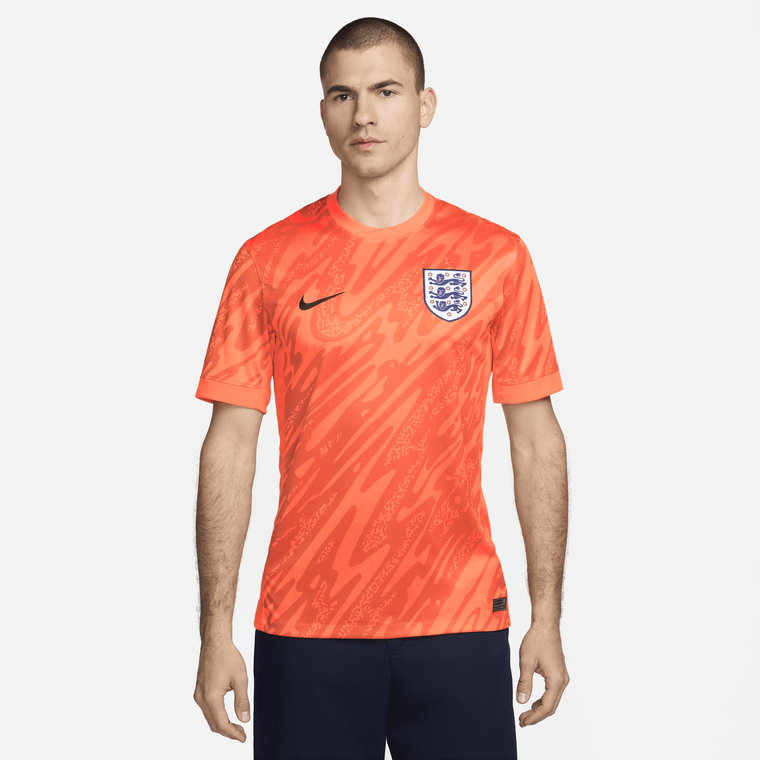 Męska koszulka piłkarska z krótkim rękawem Nike Dri-FIT Anglia (drużyna męska) Stadium Goalkeeper 2024/25  replika - Pomarańczowy