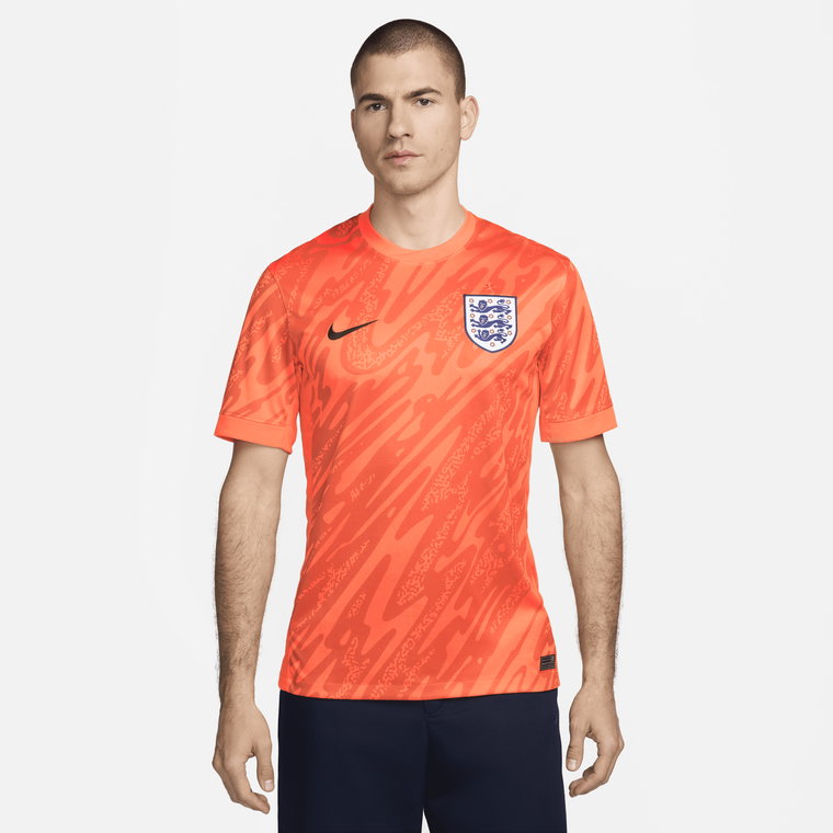 Męska koszulka piłkarska z krótkim rękawem Nike Dri-FIT Anglia (drużyna kobiet) Stadium Goalkeeper 2024/25  replika - Pomarańczowy