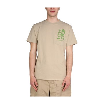 Engineered Garments, Logo Print T-Shirt Brązowy, male,
