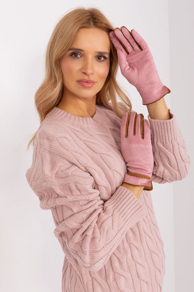 Jasnoróżowe dotykowe rękawiczki damskie