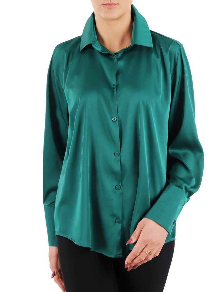 Zielona koszula damska z satyny 37363