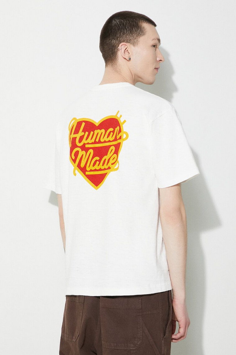 Human Made t-shirt bawełniany Heart Badge męski kolor biały z nadrukiem HM27CS002
