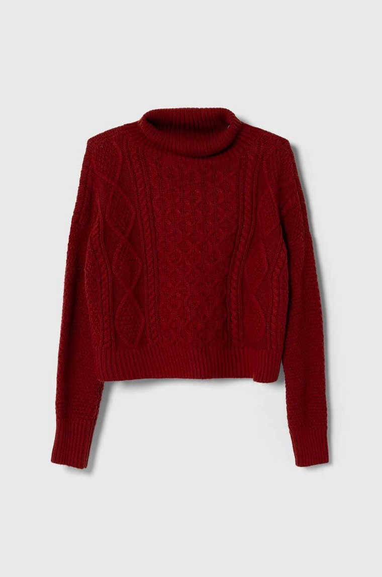 Abercrombie & Fitch sweter dziecięcy kolor bordowy ciepły
