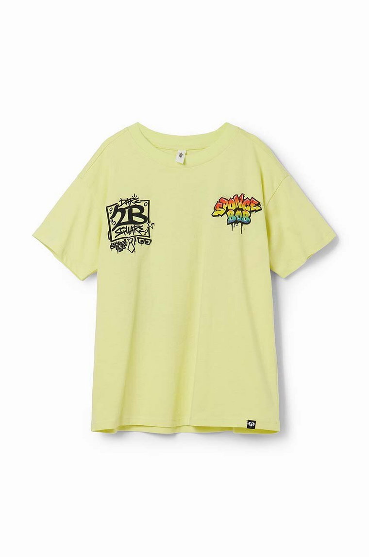 Desigual t-shirt bawełniany dziecięcy kolor żółty z nadrukiem