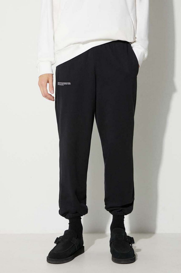 Pangaia spodnie dresowe bawełniane kolor czarny gładkie