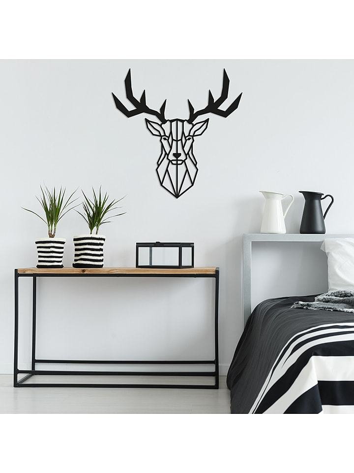 ABERTO DESIGN Dekoracja ścienna "Deer" w kolorze czarnym - 51 x 51 cm