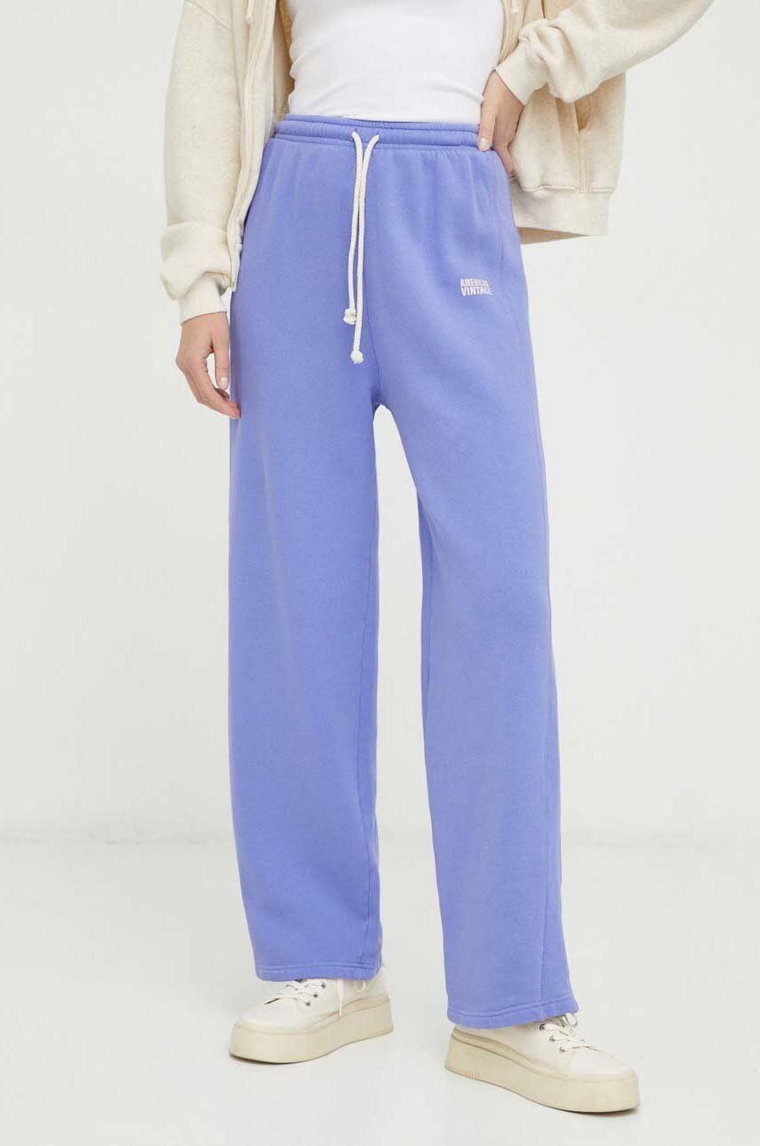 American Vintage spodnie dresowe kolor fioletowy z nadrukiem