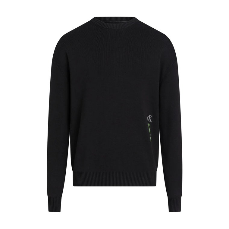 Klasyczny Czarny Sweter z Dyskretnym Logo Calvin Klein