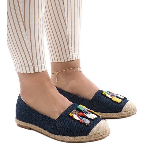 Granatowe espadryle trampki jeans H88-5