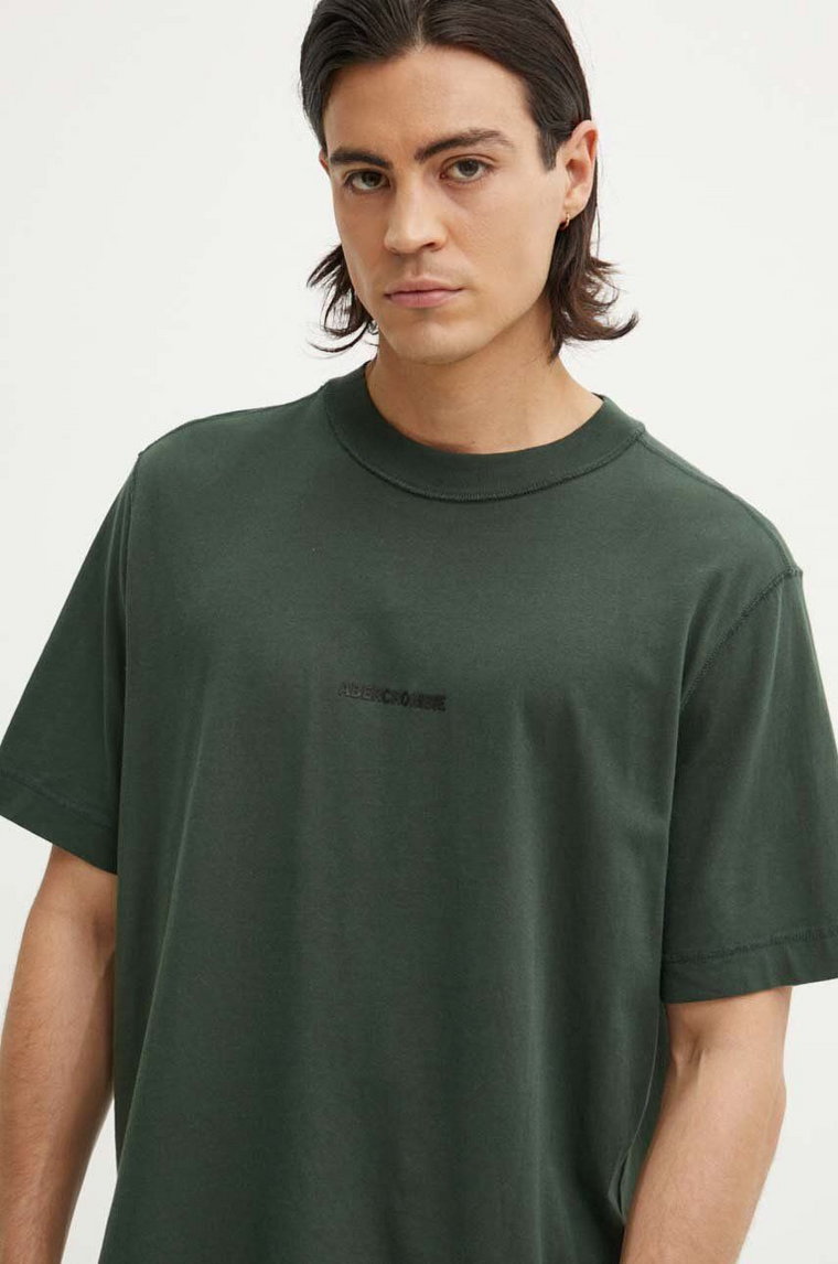 Abercrombie & Fitch t-shirt bawełniany męski kolor zielony z nadrukiem KI123-1038