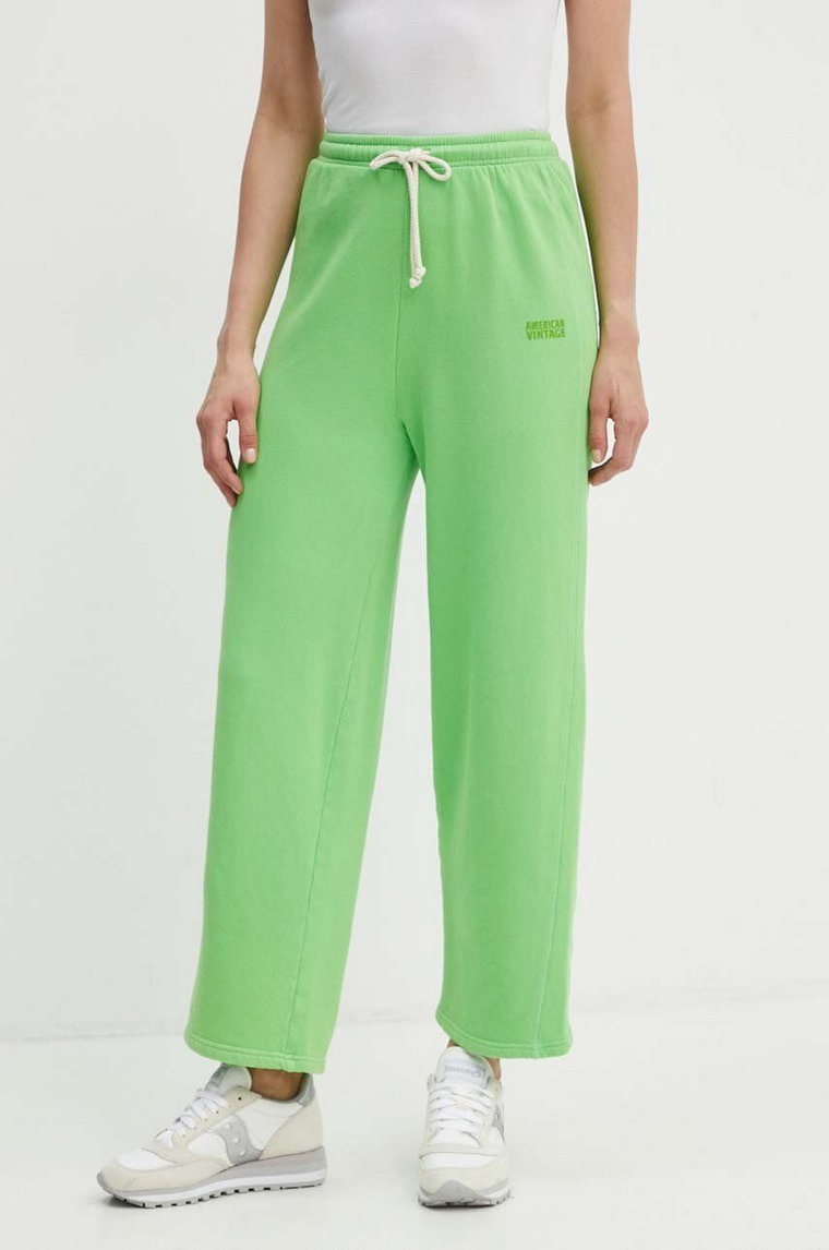American Vintage spodnie dresowe kolor zielony gładkie IZU05AH24