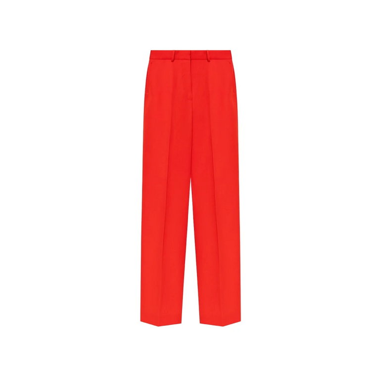 Czerwone wełniane Spodnie o szerokich nogawkach Lanvin