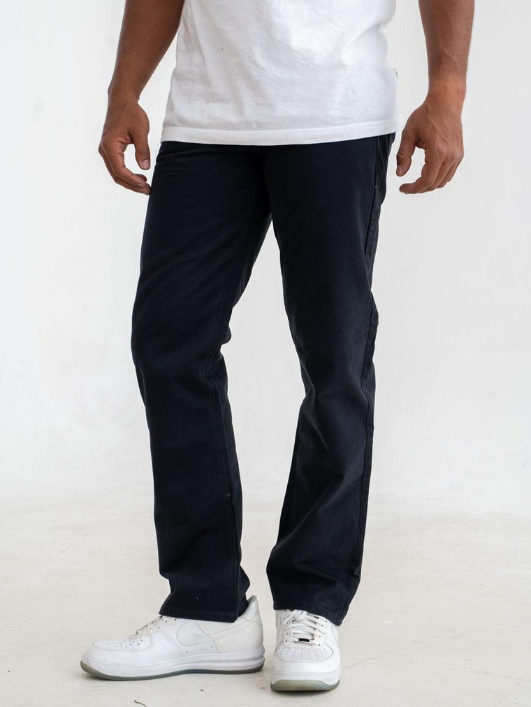 Spodnie Jeansowe Męskie Czarne Royal Blue Fake Zipped Pocket