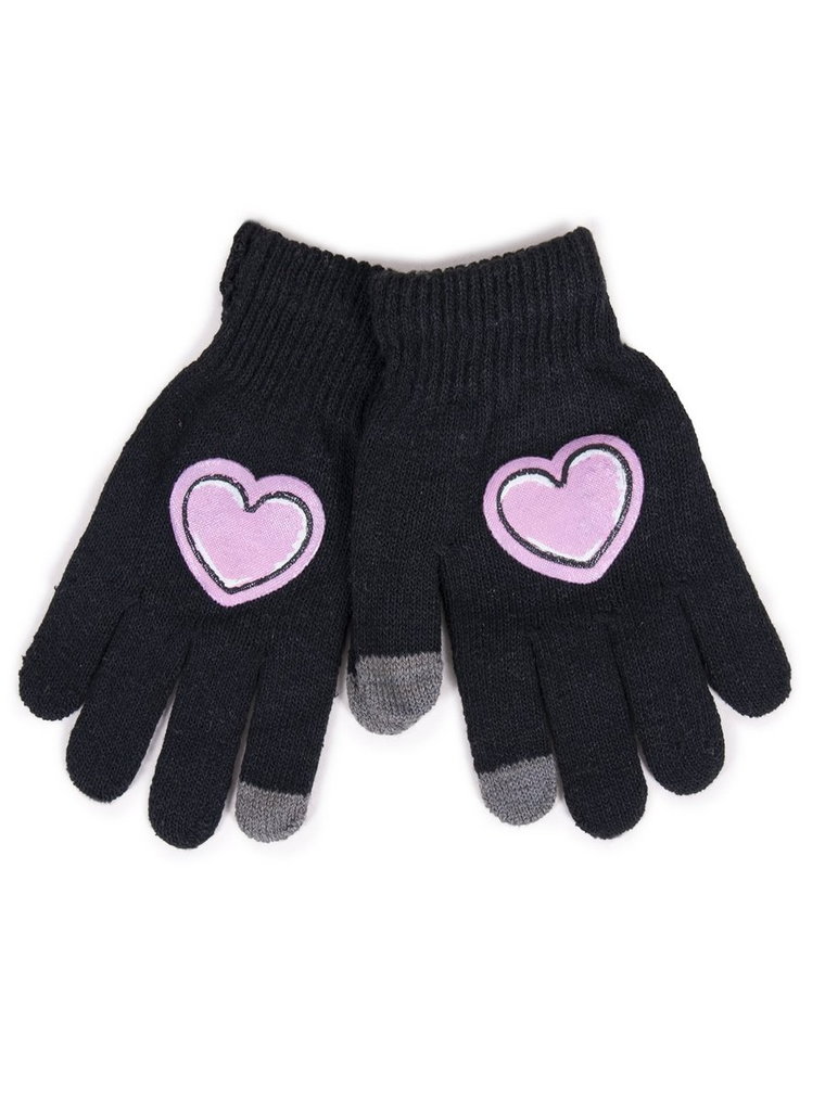 Rękawiczki Dziewczęce Pięciopalczaste Serce Dotykowe 16 Cm