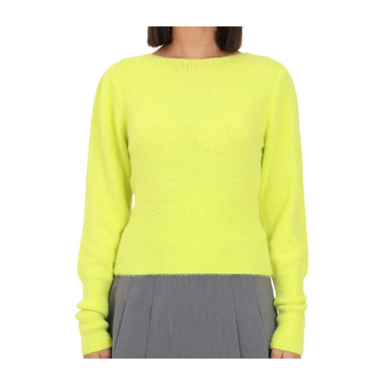 Limonkowy Sweter z Okrągłym Dekoltem dla Kobiet Only