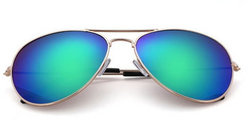 Okulary Aviator zloto-zielone lustrzanki Pilotki przeciwsłoneczne 2163K