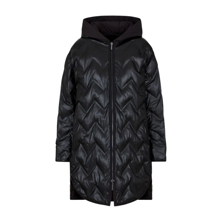 Czarny Pikowany Płaszcz Parka Emporio Armani