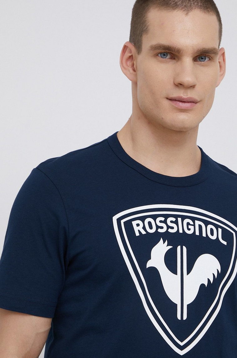 Rossignol t-shirt bawełniany kolor granatowy z nadrukiem RLKMY04