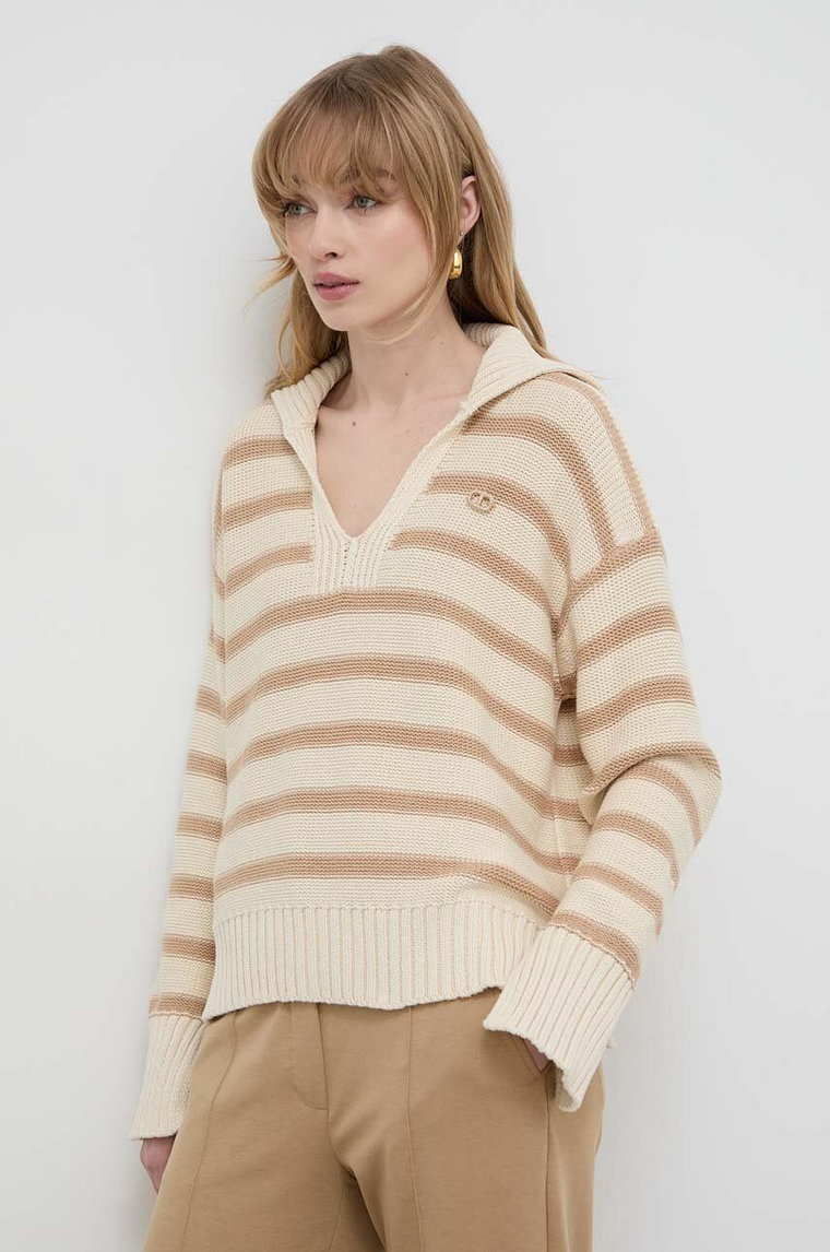 Twinset sweter bawełniany kolor beżowy