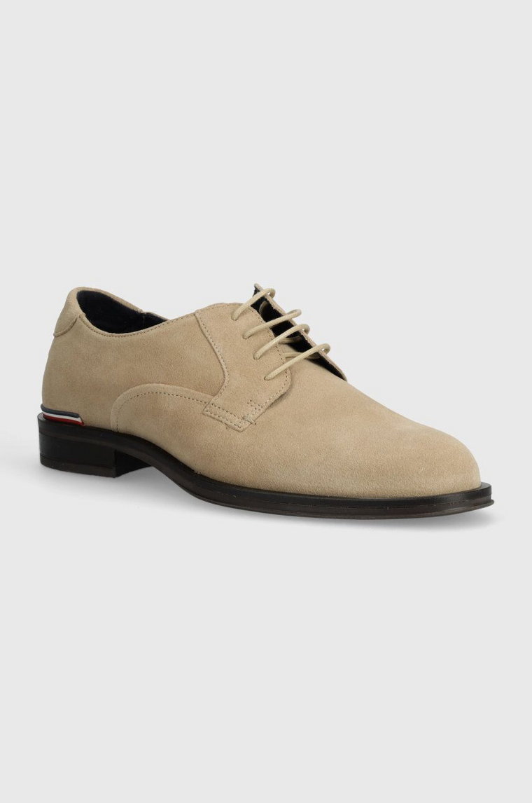 Tommy Hilfiger półbuty zamszowe CORE RWB HILFIGER SUEDE SHOE męskie kolor beżowy FM0FM04868