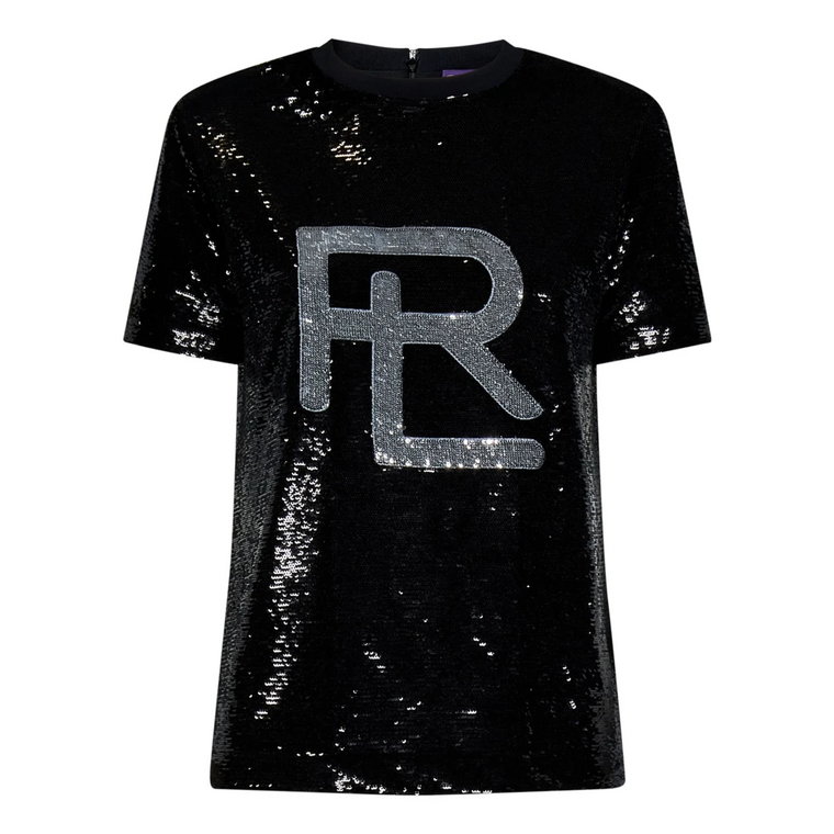 Czarna koszulka z cekinami - Glamour w damskiej odzieży Ralph Lauren