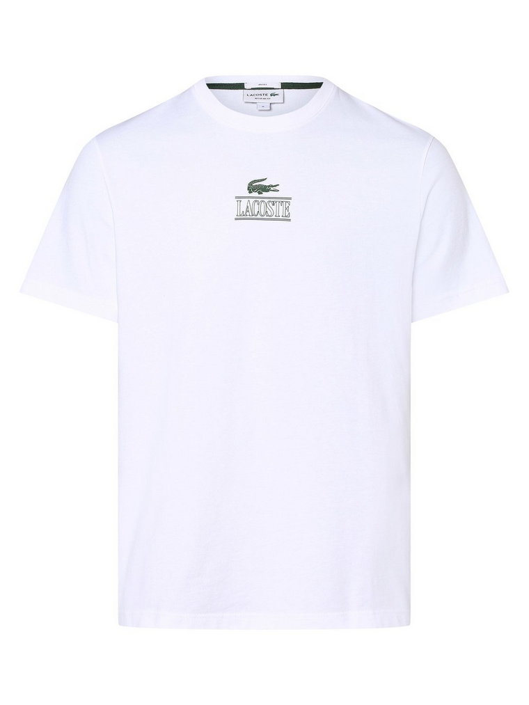 Lacoste - T-shirt z nadrukiem z logo, biały