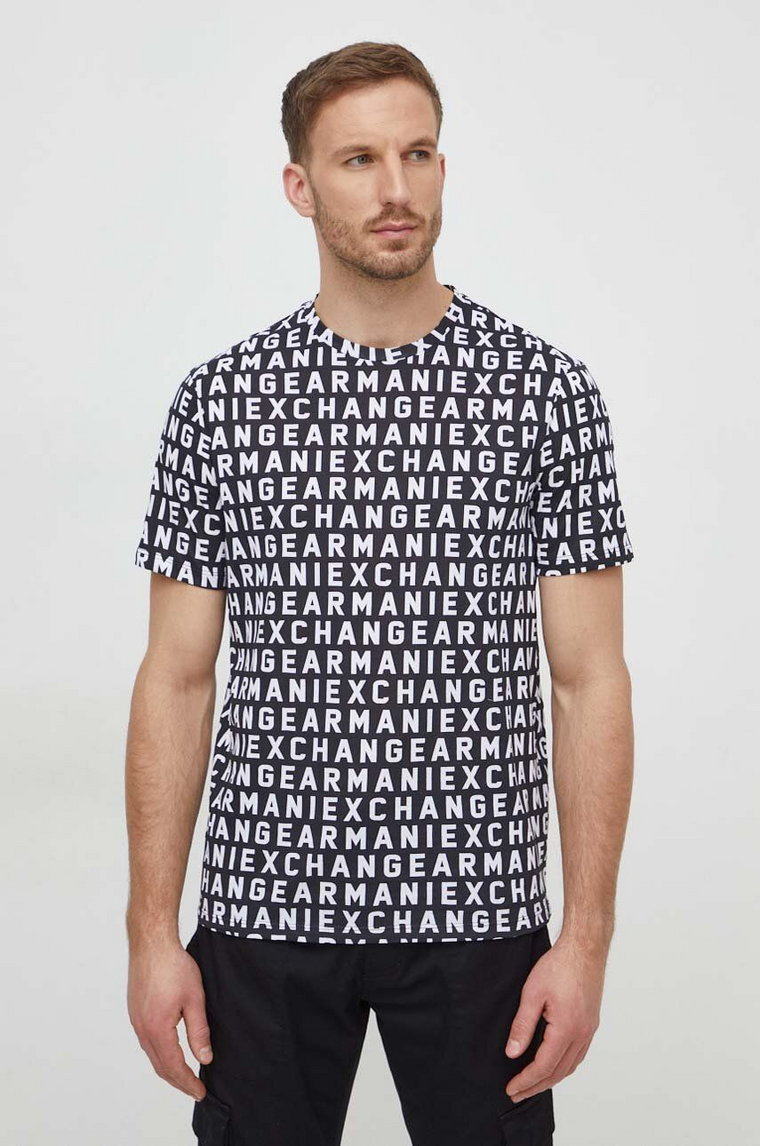 Armani Exchange t-shirt bawełniany męski kolor czarny wzorzysty 3DZTJW ZJH4Z