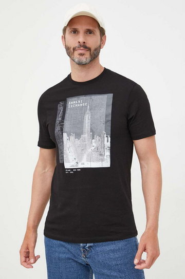 Armani Exchange t-shirt bawełniany 6LZTHH.ZJH4Z kolor czarny z nadrukiem