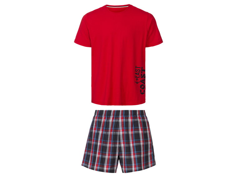 LIVERGY Piżama męska z bawełny (t-shirt + szorty) (S (44/46), Czerwony/granatowy)