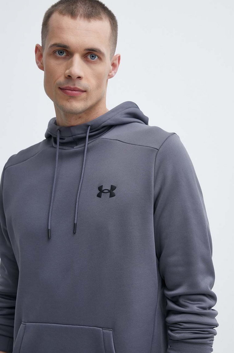 Under Armour bluza dresowa kolor szary z kapturem gładka 1373353