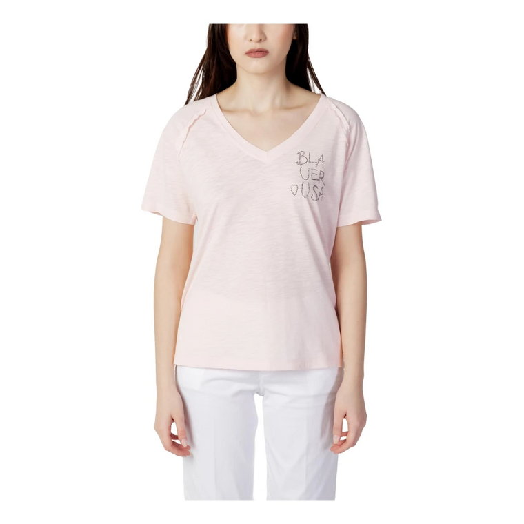 Nadrukowany Różowy T-shirt Damski Blauer