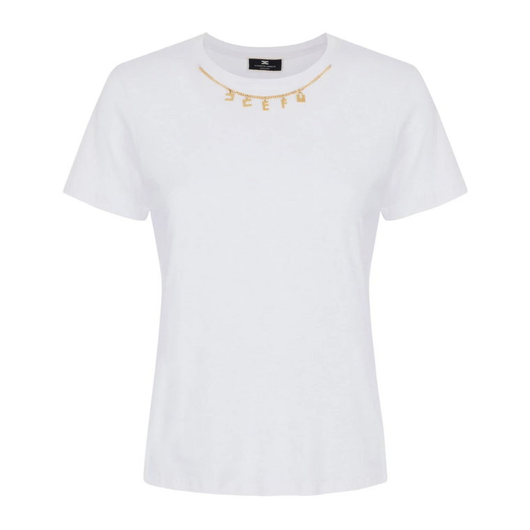 Złoty Charm Bawełniany T-shirt Elisabetta Franchi